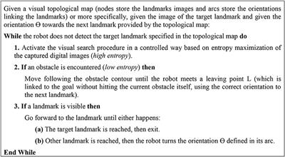 Navigation and Self-Semantic Location of Drones in Indoor Environments by Combining the Visual Bug Algorithm and Entropy-Based Vision